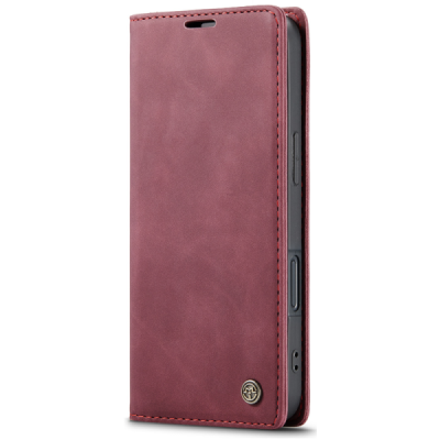 Apple iPhone 17 CaseMe Retro solīds atvēramais ādas bordo maciņš - maks | Vacins.lv