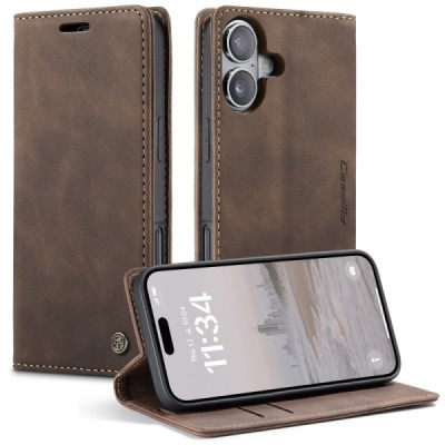 Apple iPhone 17 CaseMe Retro solīds atvēramais ādas brūns maciņš - maks | Vacins.lv