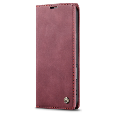 Apple iPhone Air CaseMe Retro solīds atvēramais ādas bordo maciņš - maks | Vacins.lv