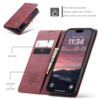 Apple iPhone Air CaseMe Retro открываемый, бордовый, кожаный чехол – книжка | Vacins.lv