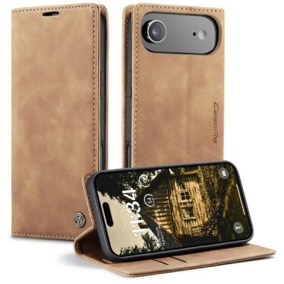 Apple iPhone Air CaseMe Retro solīds atvēramais ādas gaiši brūns maciņš - maks | Vacins.lv