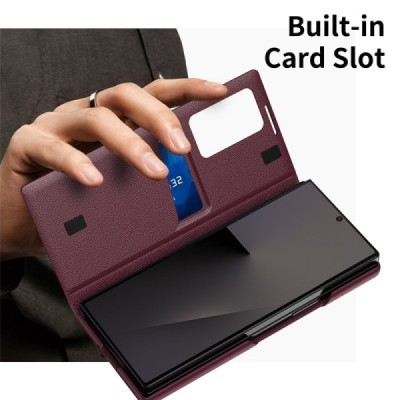 Samsung Galaxy Fold7 "Qing" Smart View solīds atvēramais maciņš - bordo | Vacins.lv