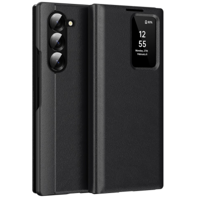 Samsung Galaxy Fold5 Чехол-книжка Qing Smart View Solid - черный | Vacins.lv