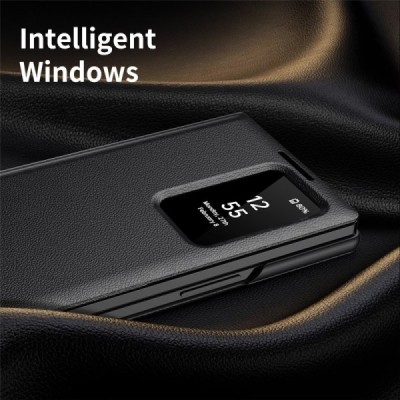Samsung Galaxy Fold5 "Qing" Smart View solīds atvēramais maciņš - melns | Vacins.lv