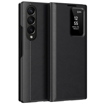 Samsung Galaxy Fold4 "Qing" Smart View solīds atvēramais maciņš - melns | Vacins.lv