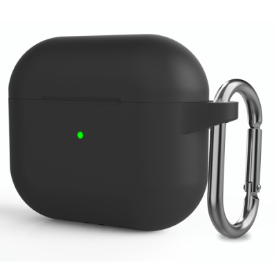 "Carabiner" Apple AirPods 3 silikona melns maciņš austiņām | Vacins.lv