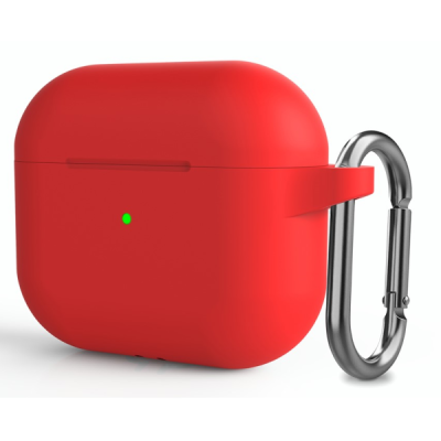 "Carabiner" Apple AirPods 3 silikona sarkans maciņš austiņām | Vacins.lv