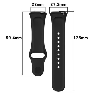 Твердый силиконовый чёрный браслет (TPU) для умных часов Xiaomi Redmi Watch 3 Lite / Watch 3 Active | Vacins.lv