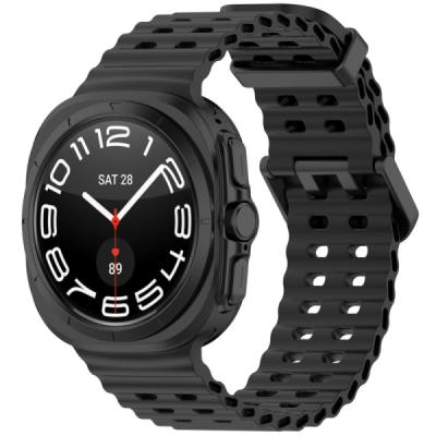 Viedā pulksteņa Samsung Galaxy Watch Ultra 47mm cietā silikona (TPU) siksniņa - melns | Vacins.lv
