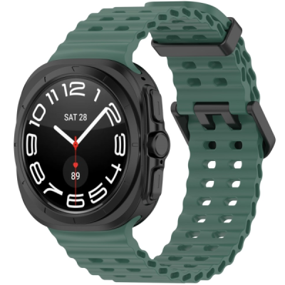 Твердый силиконовый темно-зеленый браслет (TPU) для умных часов Samsung Galaxy Watch Ultra 47mm | Vacins.lv