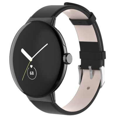 Leather viedā pulksteņa Google Pixel Watch 3 41mm / Watch 2 / Pixel ādas siksniņa - melns | Vacins.lv
