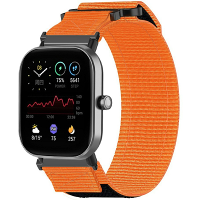 Умные часы "Strap" Samsung Galaxy Watch FE 40mm / Watch7 44mm / 40mm Loop с тканевым оранжевый браслетом | Priedai.lt
