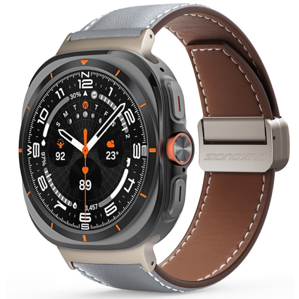 „„DUX DUCIS““ viedā pulksteņa ādas siksniņa - pelēks (Galaxy Watch Ultra 47mm)