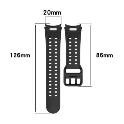 Твердый силиконовый чёрный браслет (TPU) для умных часов Samsung Galaxy Watch7 44mm / FE 40mm | Vacins.lv