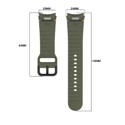 Твердый силиконовый зелёный браслет (TPU) для умных часов Samsung Galaxy Watch7 44mm / 40mm / Watch FE 40mm / Watch6 40mm / 44mm
