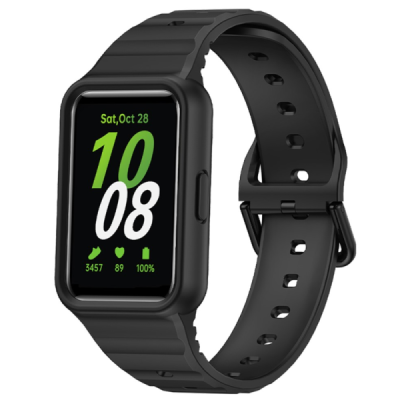 "Strap" Viedā pulksteņa Samsung Galaxy Fit3 cietā silikona (TPU) siksniņa - melns | Vacins.lv