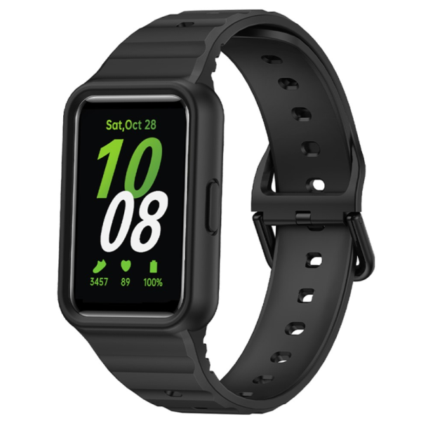 "Strap" Твердый силиконовый (TPU) ремешок для умных часов - чёрный (Samsung Galaxy Fit3)