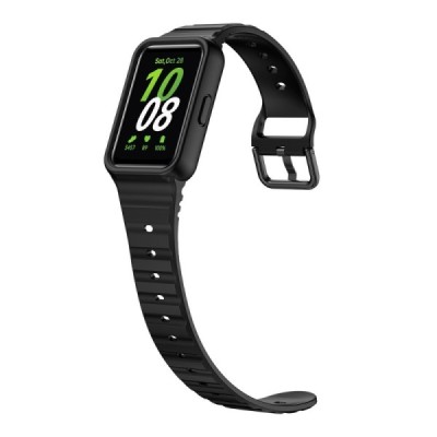 "Strap" Твердый силиконовый чёрный браслет (TPU) для умных часов Samsung Galaxy Fit3 | Vacins.lv