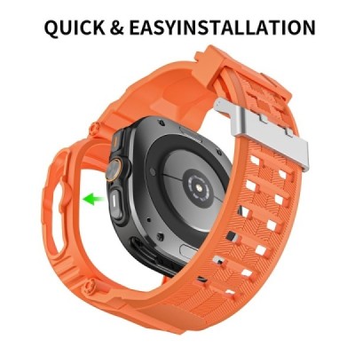 "Biaoge" Viedā pulksteņa Samsung Galaxy Watch Ultra 47mm cietā silikona (TPU) siksniņa - oranžs | Vacins.lv