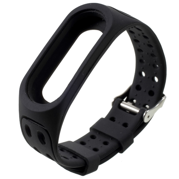 Твердый силиконовый (TPU) ремешок для умных часов - чёрный (Mi Smart Band 4 / Mi Band 3)