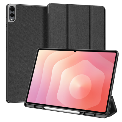 Samsung Galaxy Tab S11 Ultra „Dux Ducis“ Domo atvēramais melns maciņš - maks ar vietu, kur ielikt stylus | Vacins.lv