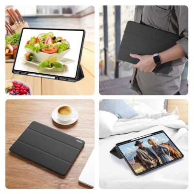 Samsung Galaxy Tab S11 Ultra „Dux Ducis“ Domo atvēramais melns maciņš - maks ar vietu, kur ielikt stylus | Vacins.lv