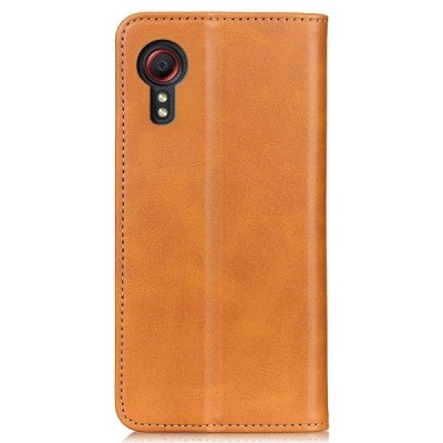 Samsung Galaxy Xcover 7 "Split" светло-коричневый кожаный чехол-книжка | Vacins.lv