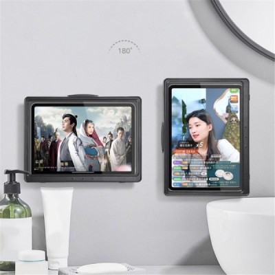„Waterproof Tablet Holder“ Universāls, pie sienas stiprināms melns planšetdatora maciņš lietošanai vannā vai dušā | Vacins.lv
