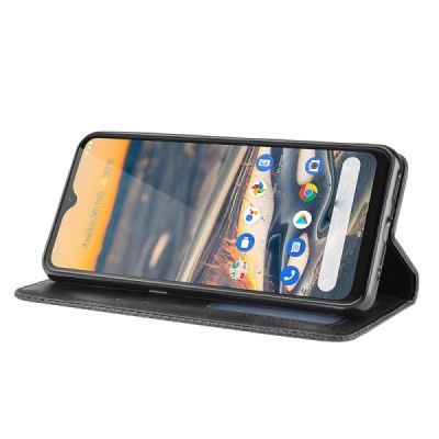 Nokia 5.3 Vintage melns ādas atvērams maciņš ar magnetu | Vacins.lv