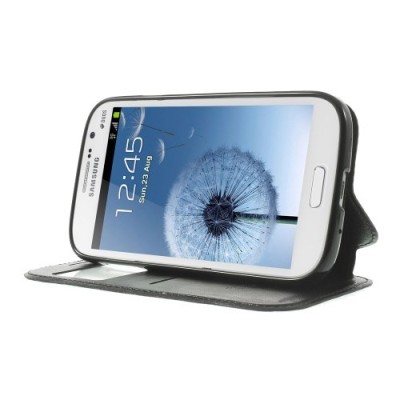 Samsung Galaxy Grand Neo (Lite) Roar Noble ādas atvēramais melns futrālis / Vacins.lv