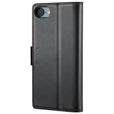 Apple iPhone 7 (iPhone 8) CaseMe Leather atvēramais ādas maciņš (maks)  - melns | Vacins.lv
