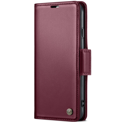 Apple iPhone 7 (iPhone 8) CaseMe Leather atvēramais ādas maciņš (maks)  - bordo | Vacins.lv