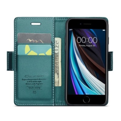 Apple iPhone 7 (iPhone 8) CaseMe Leather atvēramais ādas maciņš (maks)  - zaļš | Vacins.lv