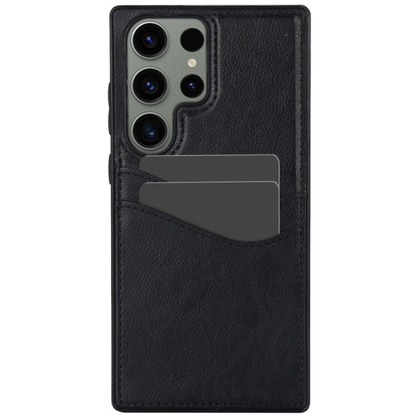 „Card Slot“ Leather apvalks - melns (Galaxy S23 Ultra)
