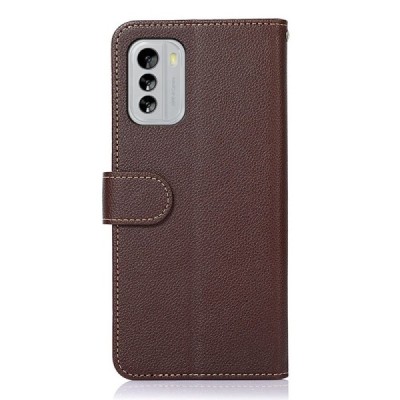 Nokia G60 "KHAZNEH" коричневый кожаный чехол-книжка | Vacins.lv