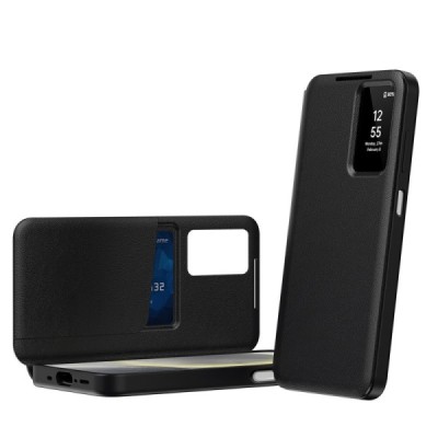 Samsung Galaxy A17 / A26 Чехол-книжка Qing Smart View Solid - черный | Vacins.lv