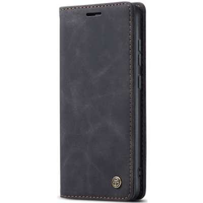 Samsung Galaxy S25 FE CaseMe Retro solīds atvēramais ādas melns maciņš - maks | Vacins.lv
