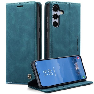 Samsung Galaxy S25 FE CaseMe Retro solīds atvēramais ādas zaļš maciņš - maks | Vacins.lv