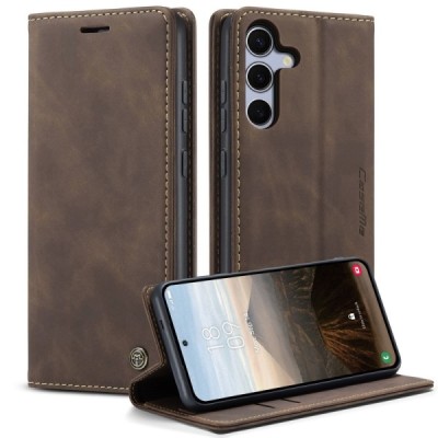 Samsung Galaxy S25 FE CaseMe Retro открываемый, коричневый, кожаный чехол – книжка | Vacins.lv