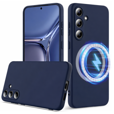 Samsung Galaxy S25 FE "Shell" MagSafe твердый силиконовый (TPU) тёмно-синий чехол | Vacins.lv