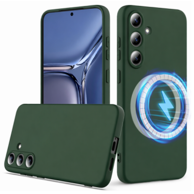Samsung Galaxy S25 FE "Shell" MagSafe твердый силиконовый (TPU) темно-зеленый чехол | Vacins.lv