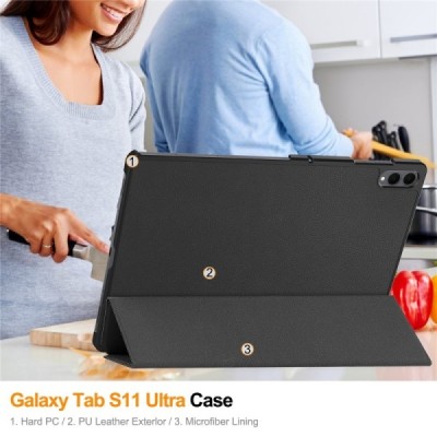 Samsung Galaxy Tab S11 Ultra „Saige" atvēramais melns maciņš | Vacins.lv