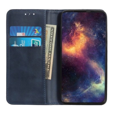 Samsung Galaxy S25 FE "Split" синий кожаный чехол-книжка | Vacins.lv