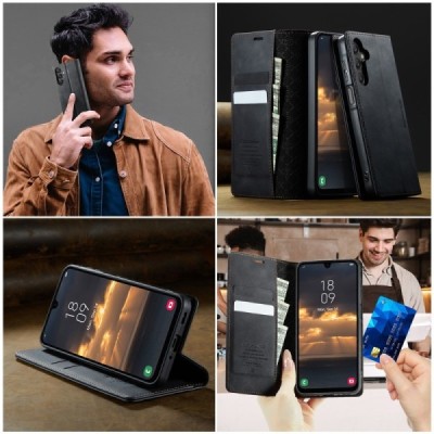 Samsung Galaxy A16 CaseMe Retro Skin открываемый, Чёрного цвета, кожаный чехол – книжка | Vacins.lv