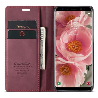 Samsung Galaxy S8 CaseMe Retro открываемый, бордовый, кожаный чехол – книжка | Vacins.lv