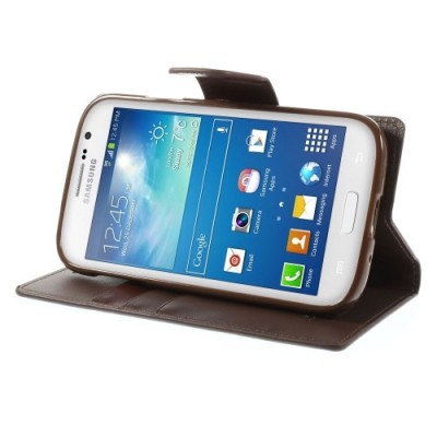 Samsung Galaxy Grand (Neo / Lite) Mercury Sonata atvērams tumši brūns ādas futrālis - maciņš / Vacins.lv