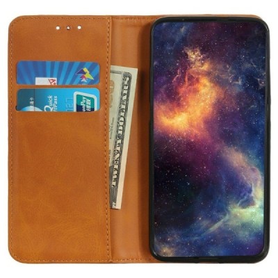 Apple iPhone 17 Pro "Split" светло-коричневый кожаный чехол-книжка | Vacins.lv