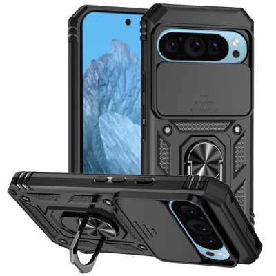 "Kickstand" Google Pixel 10 Pro / 10 / 9 Pro / 9 усиленная защита – черный, чехол – вставка | Vacins.lv