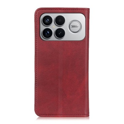 Xiaomi Poco F8 Ultra "Split" красный кожаный чехол-книжка | Vacins.lv