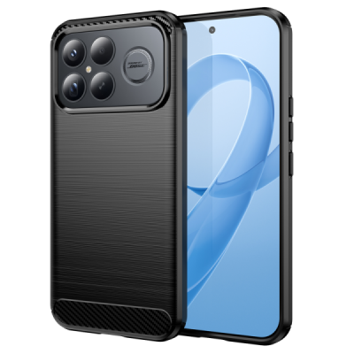 Xiaomi Poco F8 Ultra "Carbon" cieta silikona (TPU) melns apvalks + ekrāna aizsargstikls | Vacins.lv